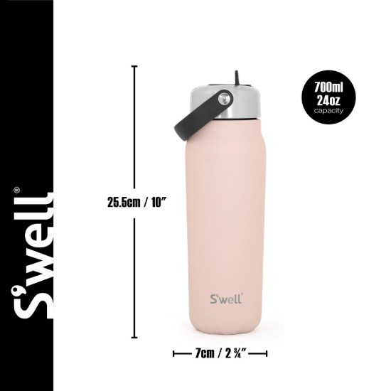 Termosz palack italokhoz, rozsdamentes acél, 700 ml, "Explorer Flip Straw", Himalayan Salt - S'well
