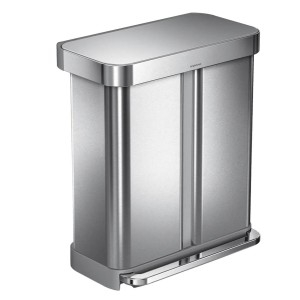 Pedálos szemetes, kétrekeszes, 58 l, rozsdamentes acél, szálcsiszolt felület - simplehuman