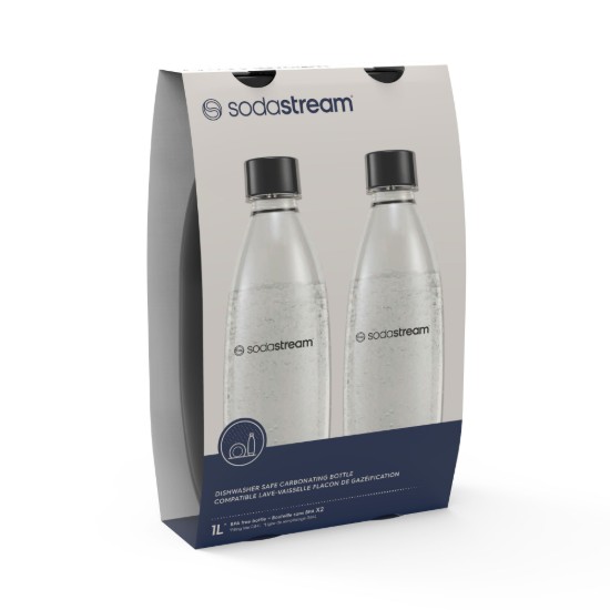 2 db "Fuse" szénsavas palack készlet, műanyag, 1L, fekete - SodaStream