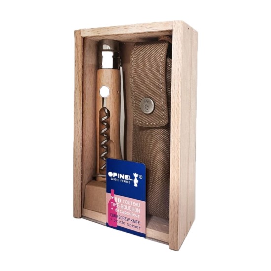 10-es számú zsebkés dugóhúzóval és tokkal, rozsdamentes acél, 10 cm - Opinel