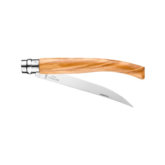 10-es számú zsebkés, tokban, rozsdamentes acél, 10 cm, "Effilé", Olive - Opinel