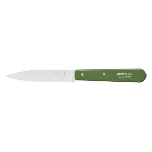 Fogazott pengéjű kés N°113, rozsdamentes acél, 10 cm, "Les Essentiels", zöld - Opinel