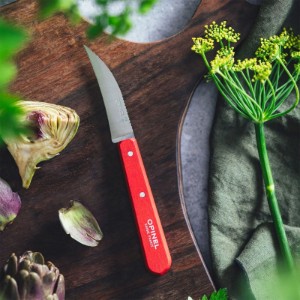Hámozó kés N°114, rozsdamentes acél, 7 cm, "Les Essentiels", Piros - Opinel