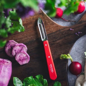 Gyümölcs- és zöldséghámozó N°115, rozsdamentes acél, 6 cm, "Les Essentiels", piros - Opinel