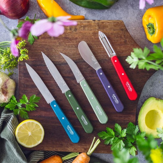Gyümölcs- és zöldséghámozó N°115, rozsdamentes acél, 6 cm, "Les Essentiels", piros - Opinel