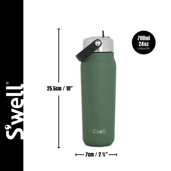 Termosz italos flakon, rozsdamentes acél, 700 ml, "Explorer Flip Straw", Jasper - S'well