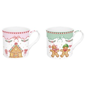 2 darabos porcelán bögre készlet, 300ml, "Sweet Christmas" - Nuova R2S
