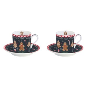2 csésze készlet csészealjjal, 100 ml, porcelán, "Gingerbread" - Nuova R2S