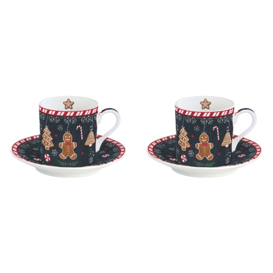 2 csésze készlet csészealjjal, 100 ml, porcelán, "Gingerbread" - Nuova R2S