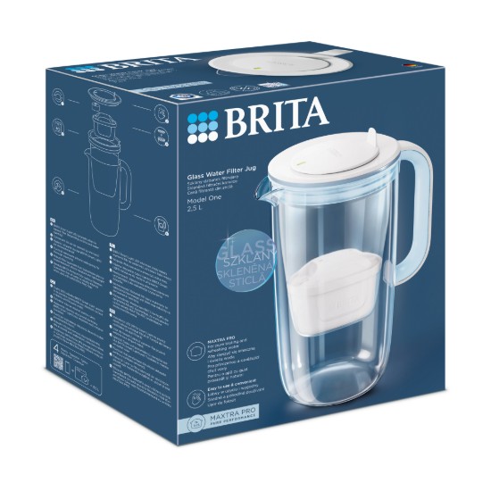 BRITA - ONE űveg vízszűrő kancsó  + 1db PP Maxtra Pro szűrő patron, 2,5L (világoskék)