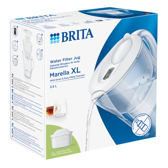 BRITA - Marella vízszűrő kancsó  + 1db PP Maxtra Pro szűrő patron, 3,5 L (fehér)
