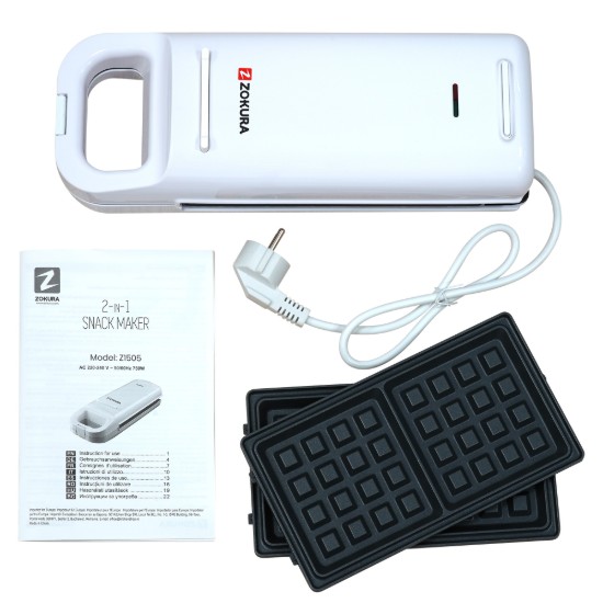 2 az 1-ben szendvicssütő, 750 W - Zokura
