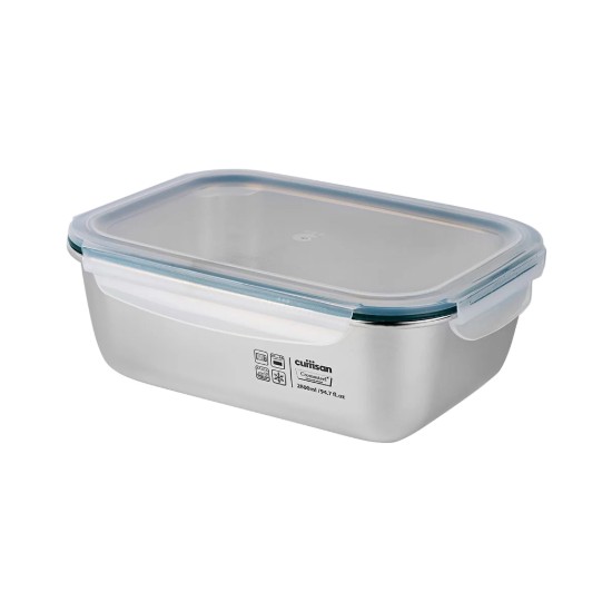 Téglalap alakú ételtároló edény, rozsdamentes acél, 2800ml, "Simple" - Cuitisan
