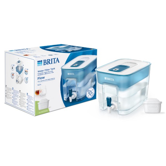 BRITA - Flow vízszűrő tartály  + 1db PP Maxtra Pro szűrő patron, 8,2 L (kék)