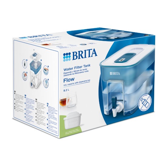 BRITA - Flow vízszűrő tartály  + 1db PP Maxtra Pro szűrő patron, 8,2 L (kék)