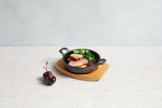 Artesa - Mini öntöttvas lábas fa alátéttel, 12 cm