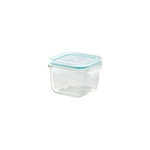 Négyszögletes ételtároló, üvegből, 210 ml, kék- Glasslock
