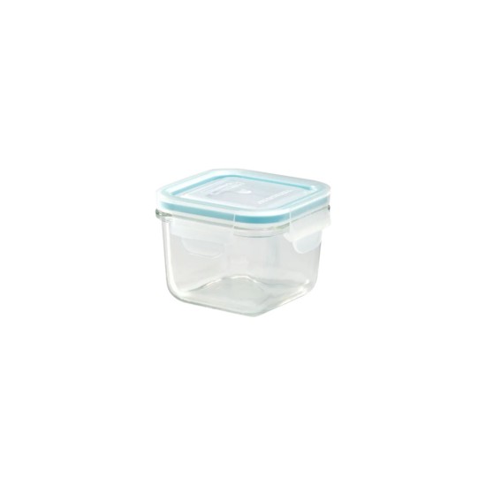 Négyszögletes ételtároló, üvegből, 210 ml, kék- Glasslock