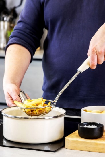 Pókháló alakú szűrő, rozsdamentes acél, 35,5 cm, "Almond Cream" szín - KitchenAid márka