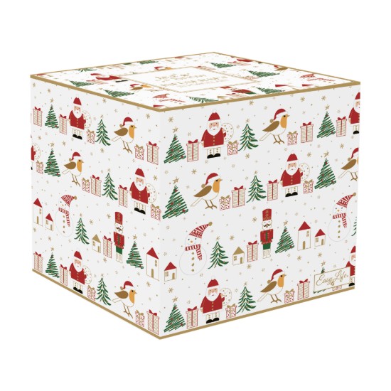 Bögre tetővel és fém betéttel, porcelán, dombornyomott mintával, 450ml, "Let it Snow" - Nuova R2S