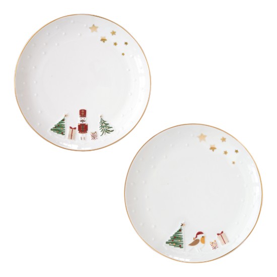 2 db-os tányérkészlet, dombornyomott mintával, 16 cm, "Let it Snow" - Nuova R2S