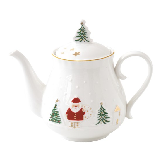 Porcelán teáskanna, dombornyomott mintával, 850ml, "Let it Snow" - Nuova R2S