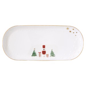 Porcelán tál, dombornyomott mintával, 34,5 x 15 cm, "Let it Snow" - Nuova R2S