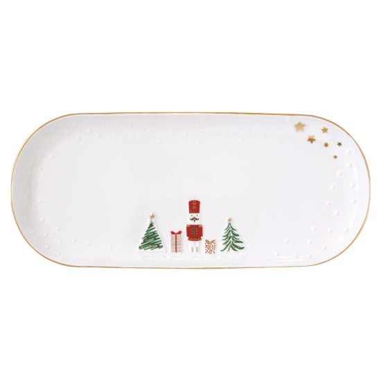 Porcelán tál, dombornyomott mintával, 34,5 x 15 cm, "Let it Snow" - Nuova R2S