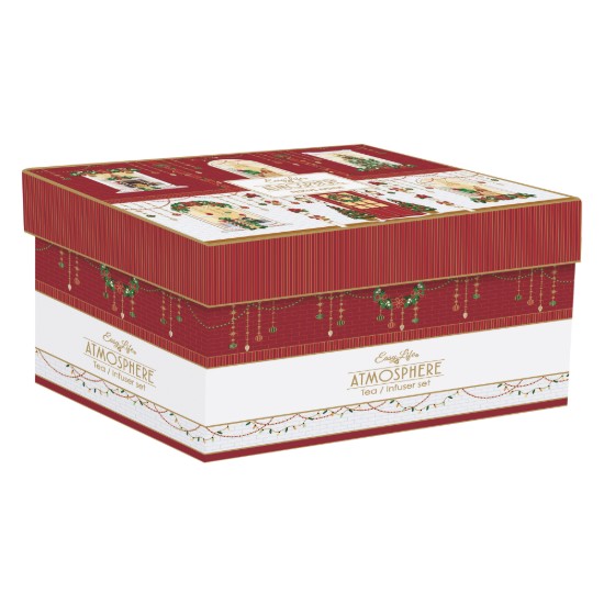 Porcelán teáskanna, 600 ml, infúzióval és 2 teáscsészével, "Festive Avenue" - Nuova R2S