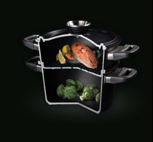3 részes gőzfőző szett, alumínium, 24 cm / 4,5 L, indukciós - AMT Gastroguss