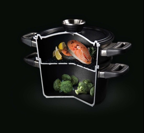 3 részes gőzfőző szett, alumínium, 24 cm / 4,5 L, indukciós - AMT Gastroguss