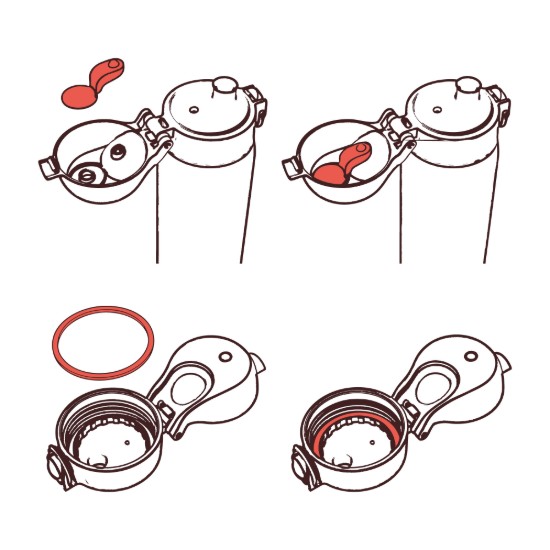 Palackzár tartozékkészlet, 6 darabos, szilikon, átlátszó - Ion8