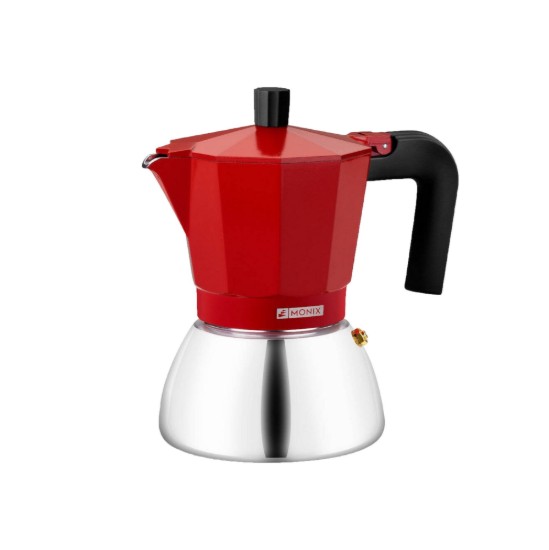 Rozsdamentes acél/alumínium kávéfőző, 195 ml, piros - Monix