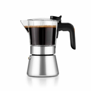 Rozsdamentes acél/üveg kávéfőző, 170 ml, "Ízkristály" - BRA