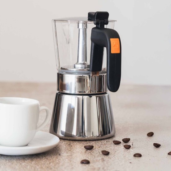 Rozsdamentes acél/üveg kávéfőző, 170 ml, "Ízkristály" - BRA