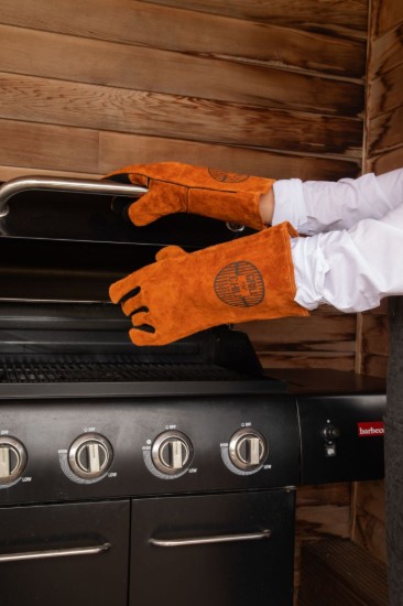 "BBQ" kesztyűkészlet, bőr, barna - Tiseco