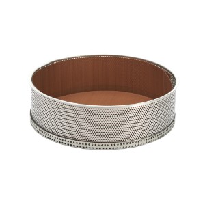 Perforált tortaforma, sütőpapírral, 24 cm, rozsdamentes acél - de Buyer
