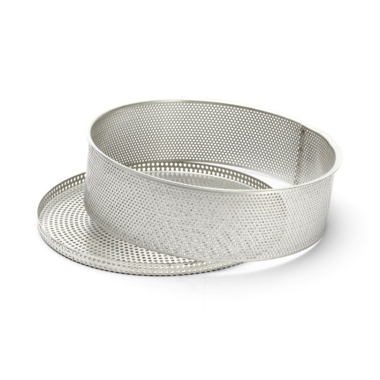 Perforált tortaforma, sütőpapírral, 24 cm, rozsdamentes acél - de Buyer