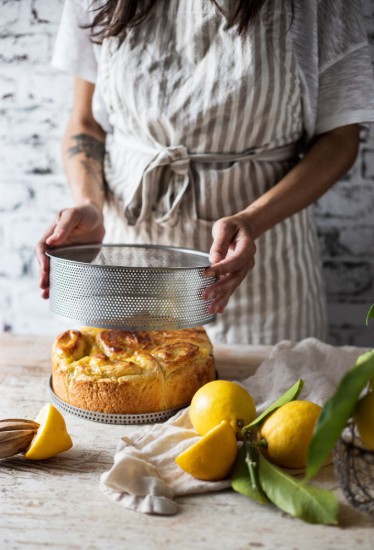 Perforált tortaforma, sütőpapírral, 24 cm, rozsdamentes acél - de Buyer