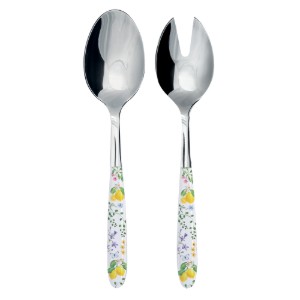 2 db saláta adagolókanálból álló készlet, rozsdamentes acél, "Fleurs et Citrons" - Nuova R2S