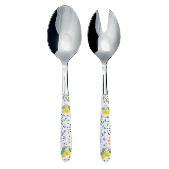 2 db saláta adagolókanálból álló készlet, rozsdamentes acél, "Fleurs et Citrons" - Nuova R2S