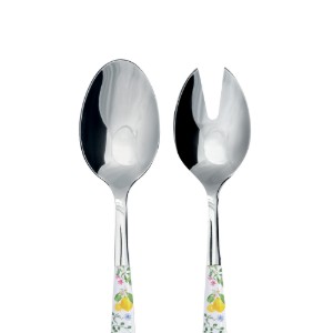 2 db saláta adagolókanálból álló készlet, rozsdamentes acél, "Fleurs et Citrons" - Nuova R2S