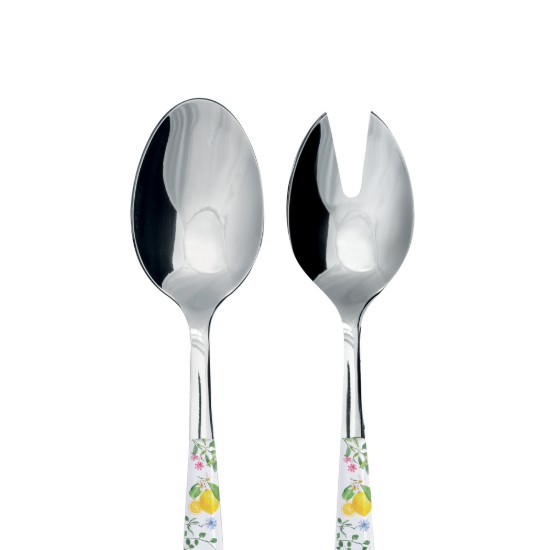 2 db saláta adagolókanálból álló készlet, rozsdamentes acél, "Fleurs et Citrons" - Nuova R2S