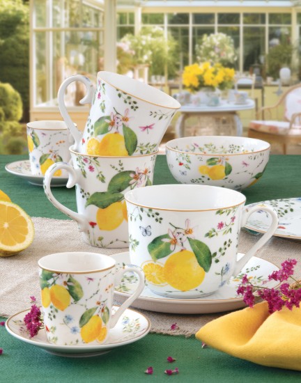 Porcelán bögre, 275 ml, "Fleurs et Citrons" - Nuova R2S