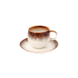 Csésze tányérral, porcelán, 120 ml, "Nuances", Barna - Nuova R2S