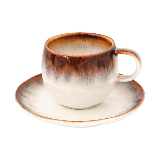 Csésze tányérral, porcelán, 120 ml, "Nuances", Barna - Nuova R2S
