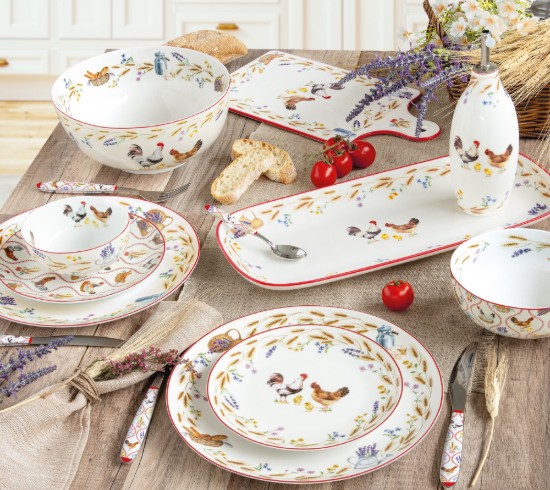 Tálalótálca, porcelán, 35 x 15 cm, "Country Life" - Nuova R2S