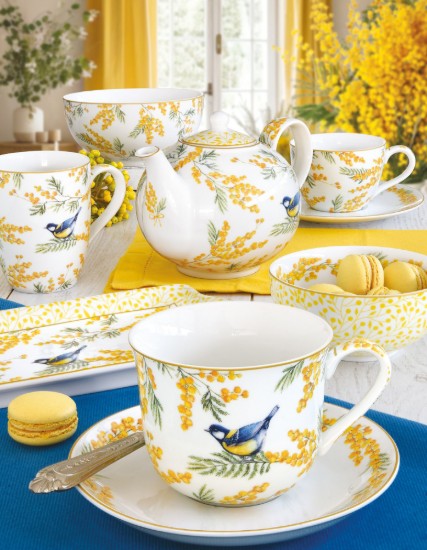 2 db kávéscsésze készlet csészealjjal, porcelán, 110 ml, "Mimosa" - Nuova R2S