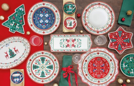 Tálalókészlet, 3 részes, porcelán, "Christmas Folk" - Easy Life