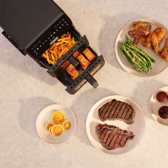 Dupla forrólevegős fritőz, 5,6+5,6 L, 3000W, Fekete - Princess